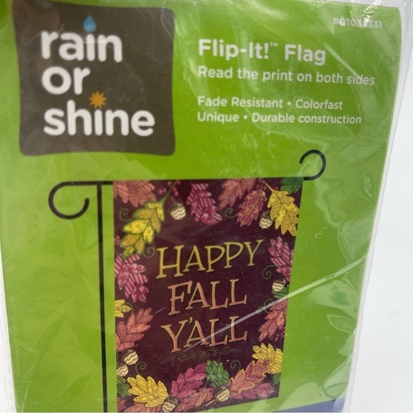 Flip It Flag Happy Fall Yall Rain or Shine 12.5" X 18" Brown Yellow Leaves - Picture 5 of 6